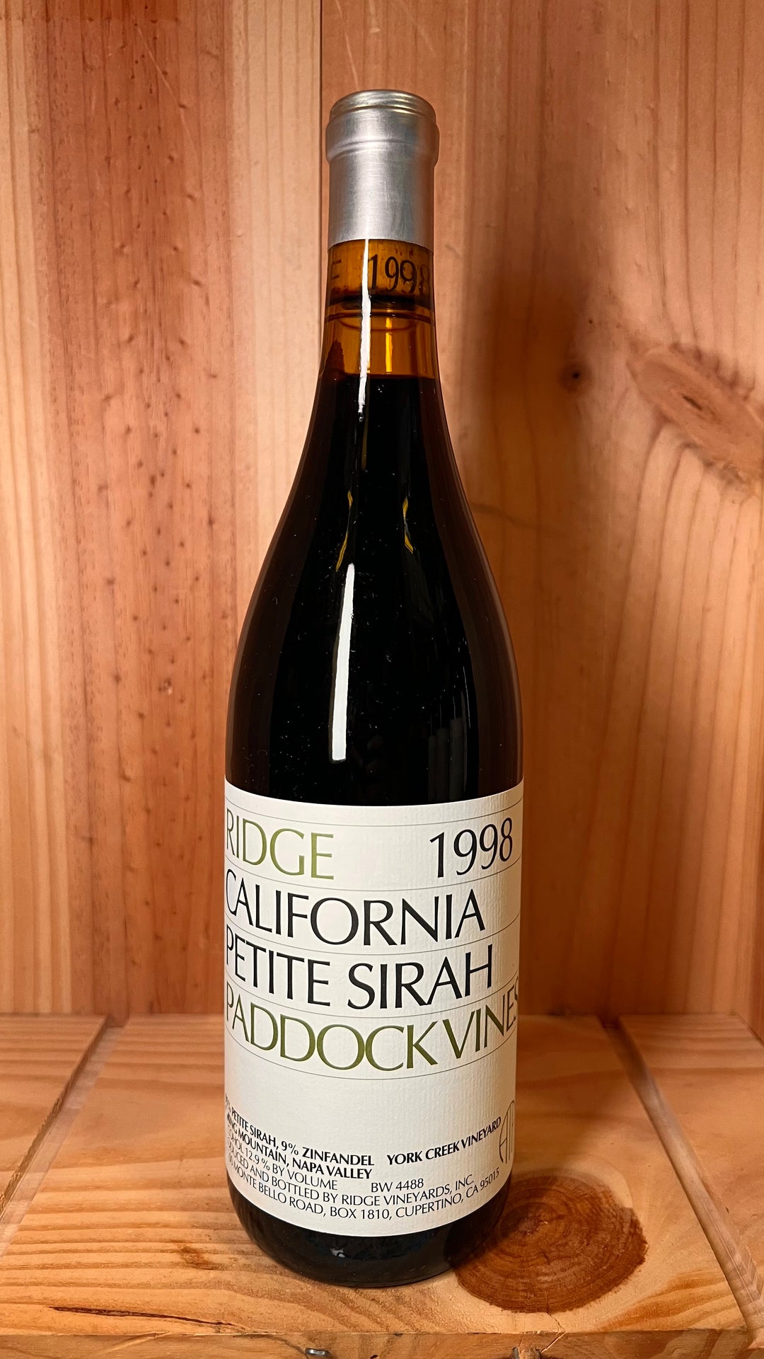 1998 Ridge Petite Sirah Paddock Vines, 750ml